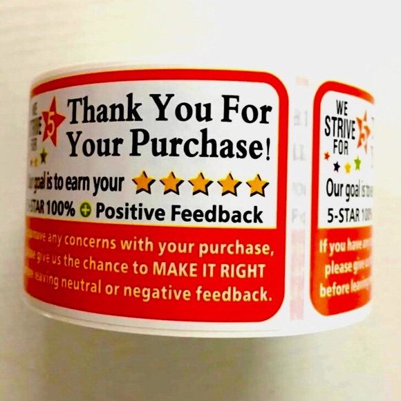 250 Roll Thank You Stickers 2 x 3 - Picture 3 of 4